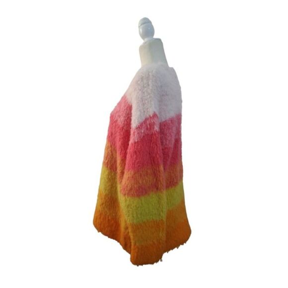 Anthropologie Women's Simone Striped Sweater Pink Orange Multi V Neck Medium - Picture 5 of 9